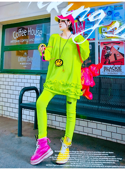 Royal Blue Ruffled Fleece Oversized Sweatshirt　X3407