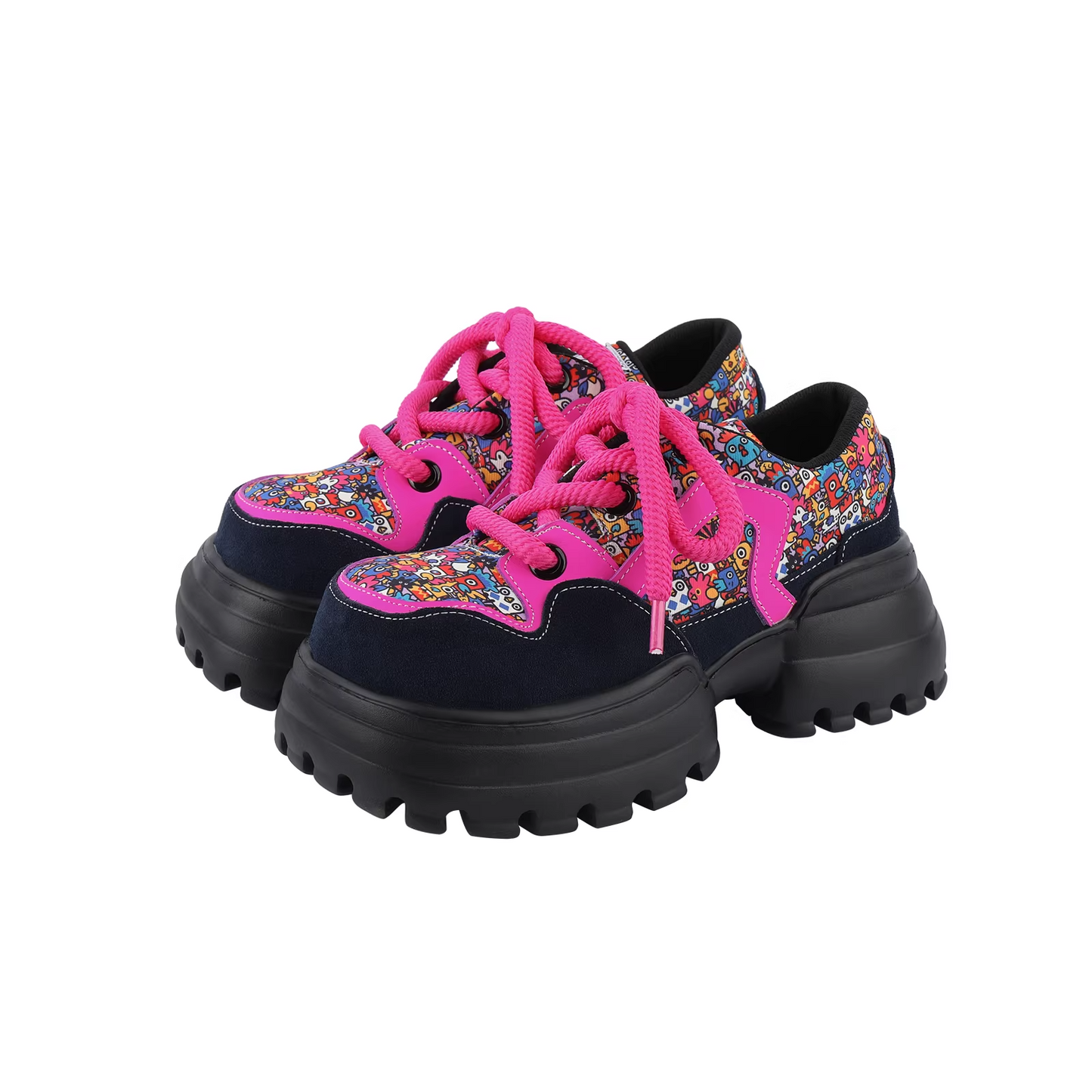 Chunky Platform Colorblock Lace-Up Shoes　X3480