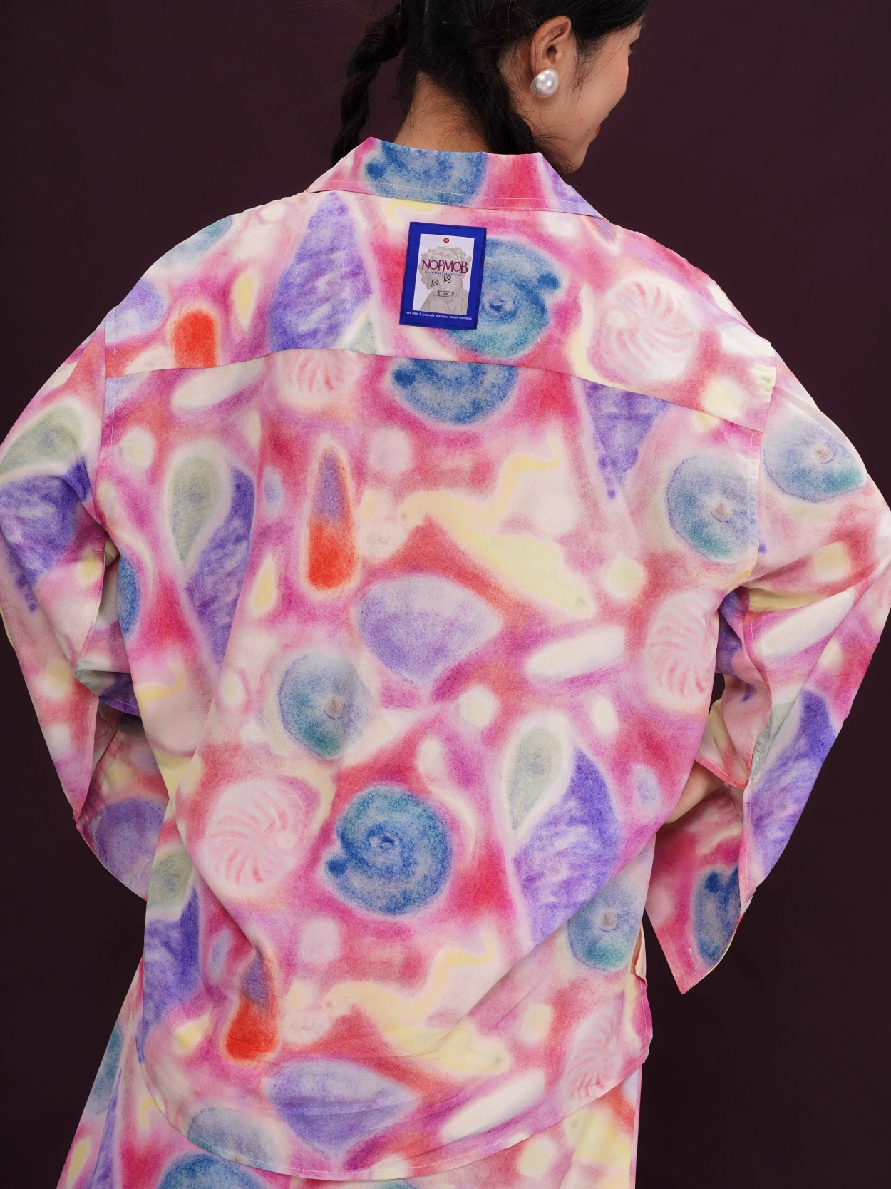 Colorful Seashell Print Long-Sleeve Shirt/Skirt X3392