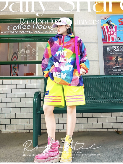 Color Letter Graffiti Hoodie　X3409