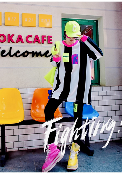 Neon Green Letter Patch Fleece Leggings X3412