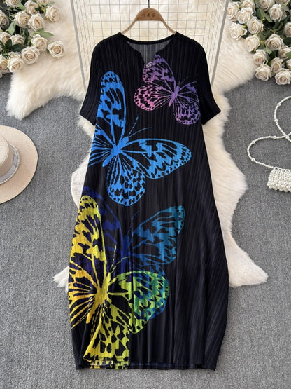 Butterfly pleated dress X2772