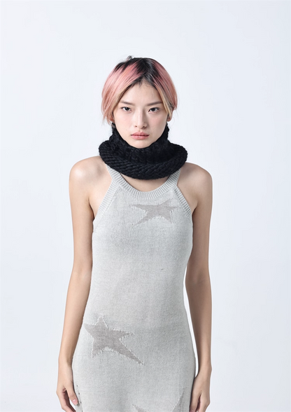 Icelandic Hand-Knitted Wool Beanie Neck Warmer　X3442