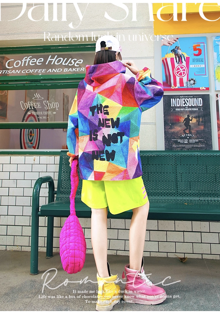 Color Letter Graffiti Hoodie　X3409
