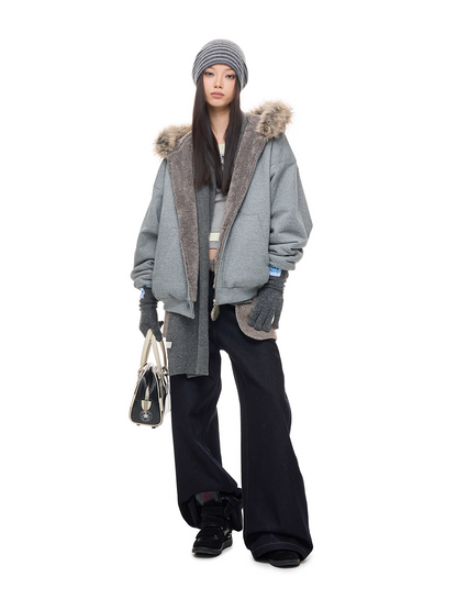 Warm Winter Retro Raw-Color Curved-Leg Denim Pants　X3486