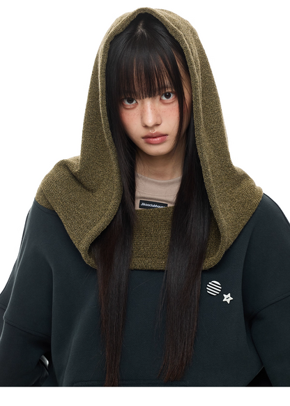 Layered-Look Off-Shoulder High-Neck Hoodie　X3485