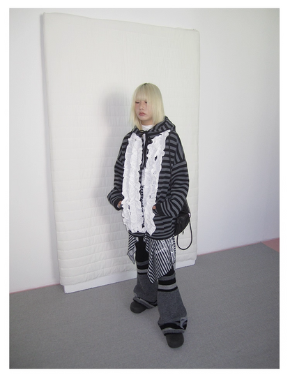 Striped Colorblock Sweat Jacket　X3421