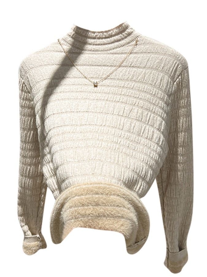 Fleece-lined half turtleneck sweater X2958