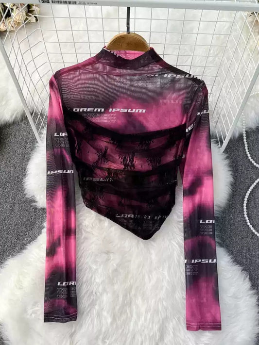 See-through mesh pullover X2903