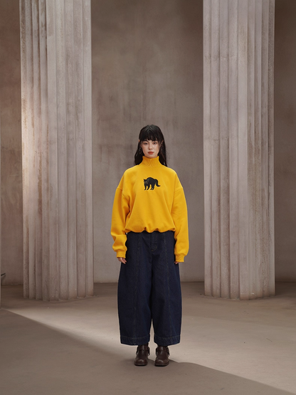 【限量庫存】黑貓刺繡復古高領衛衣 X3443