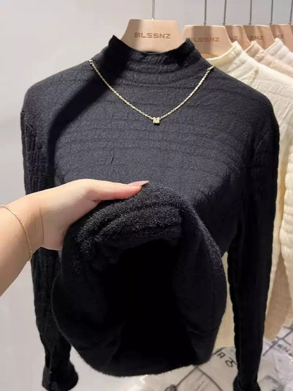 Fleece-lined half turtleneck sweater X2958