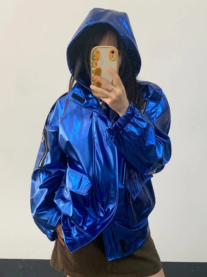 Metallic color hood jacket X2526