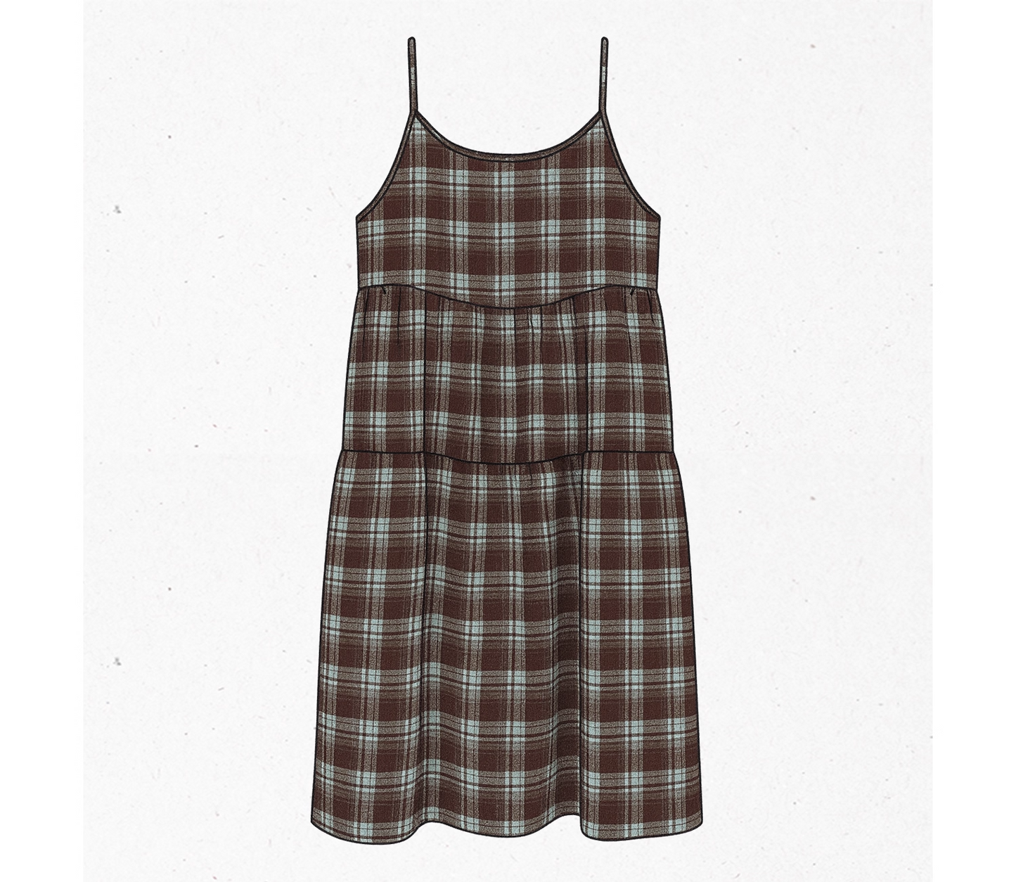 Vintage Brushed Check Layered Camisole Dress X3400