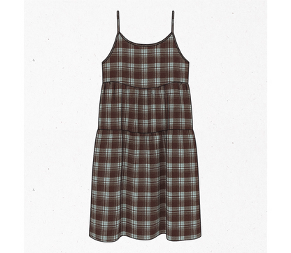Vintage Brushed Check Layered Camisole Dress X3400