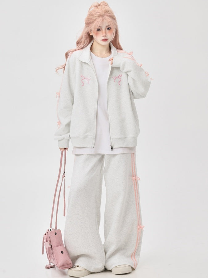 Ribbon motif jacket/pants/setup X2643