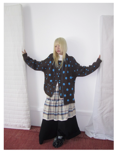 Plaid Patchwork Layered Wide Pants　X3420