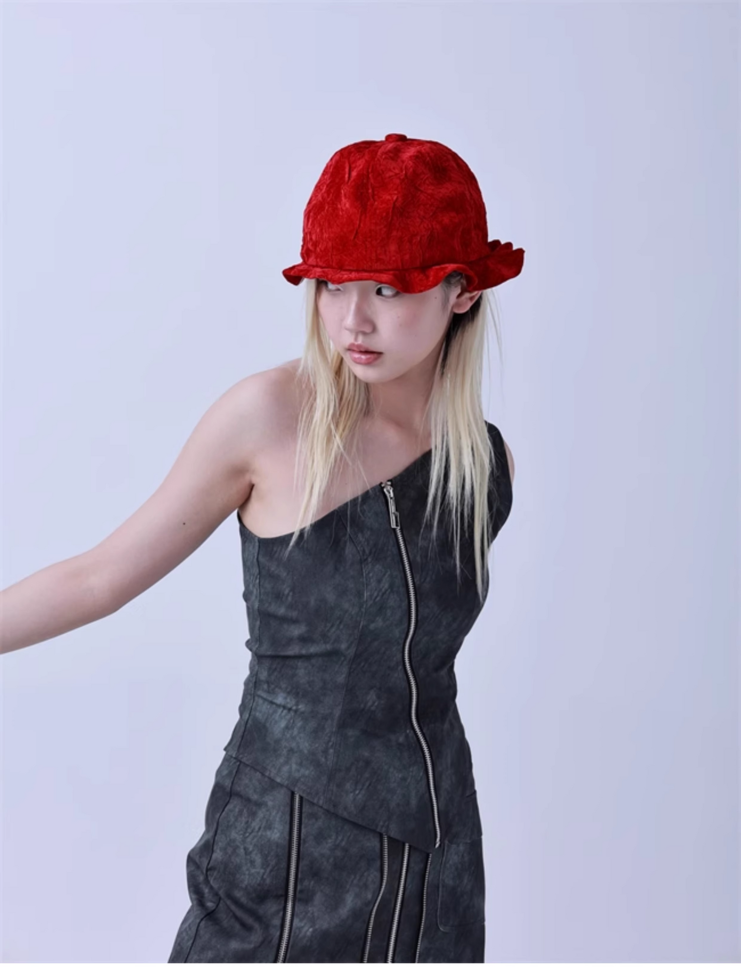 Retro Sculpted Brim Bucket Hat　X3438