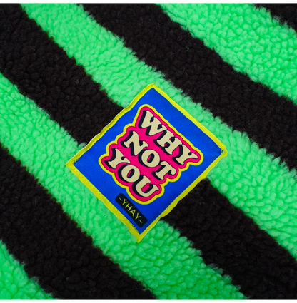 Striped Sherpa Fleece Colorblock Hoodie Jacket　X3408