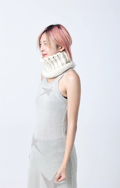 Icelandic Hand-Knitted Wool Beanie Neck Warmer　X3442