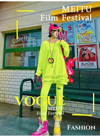 Royal Blue Ruffled Fleece Oversized Sweatshirt　X3407