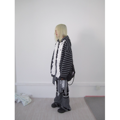 Striped Colorblock Sweat Jacket　X3421