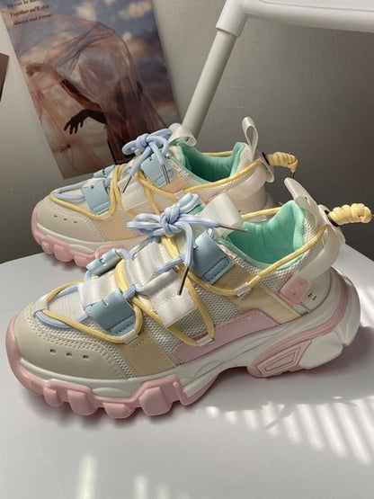 Pastel color block sneakers X2640