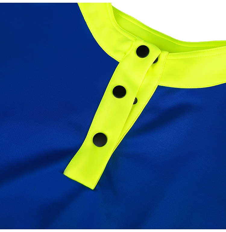 Blue × Neon Green Colorblock Hoodie　X3414