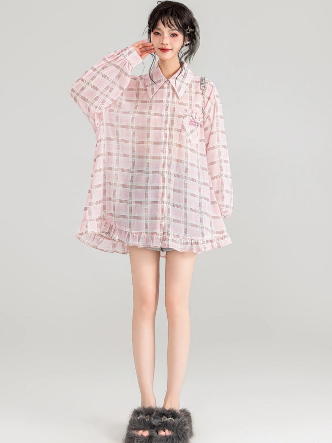 Butterfly motif oversized shirt X2733