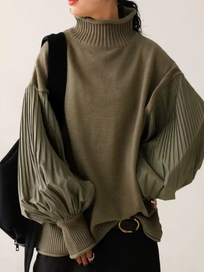 Turtleneck lantern sleeve pullover X2957