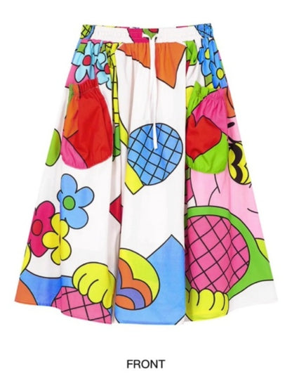 Colorful graphic flare skirt X2703