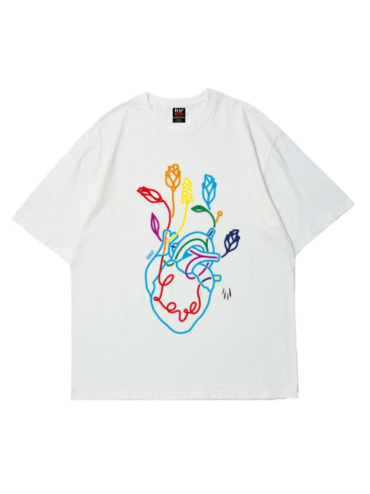 Heart Flower Graphic T-Shirt　X2325