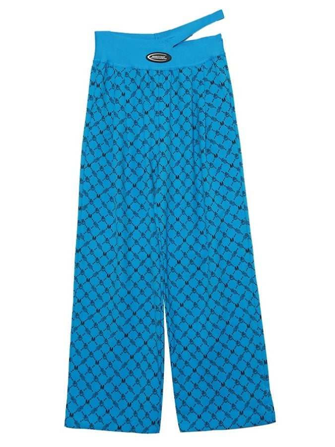 Diamond check pattern pants X2799