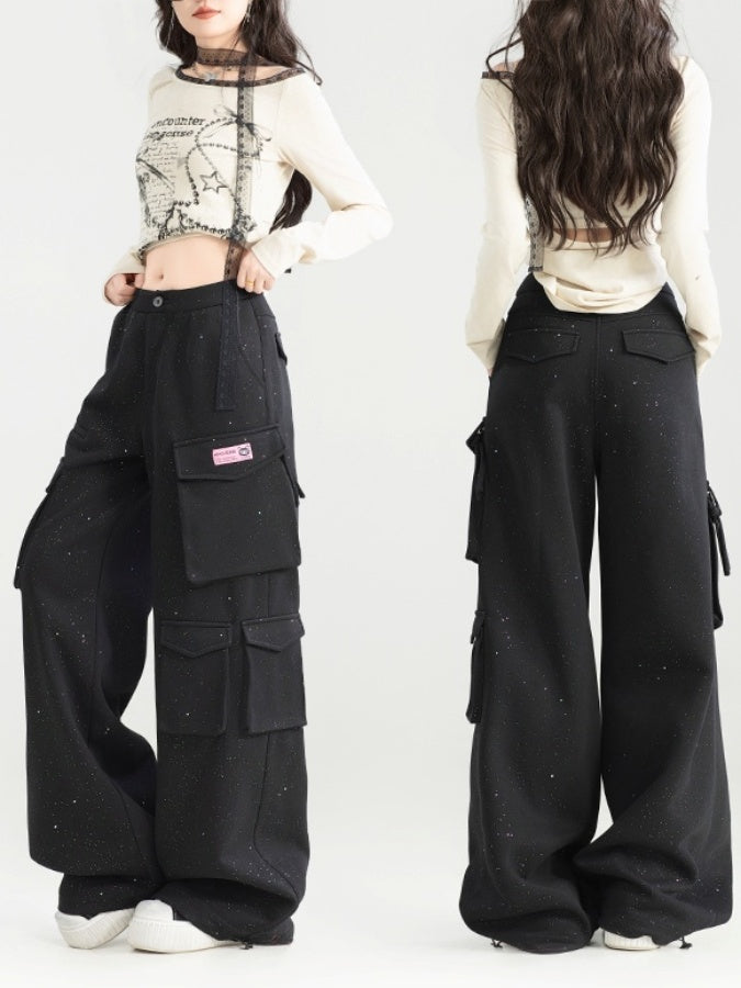 Decoration Hoodie/Loose Straight Side Pocket Pants X2981