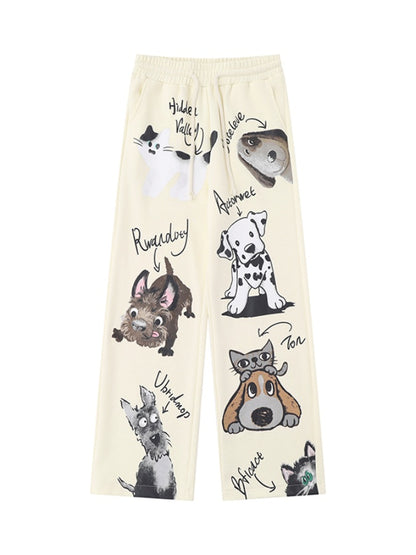 Dog illustration sweatpants X2796