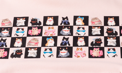 Cute Cat Print Sweet Pink Oversized Hoodie X3370