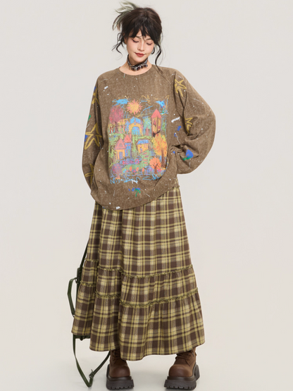 Artistic Graffiti Long Sleeve T-shirt　X3375