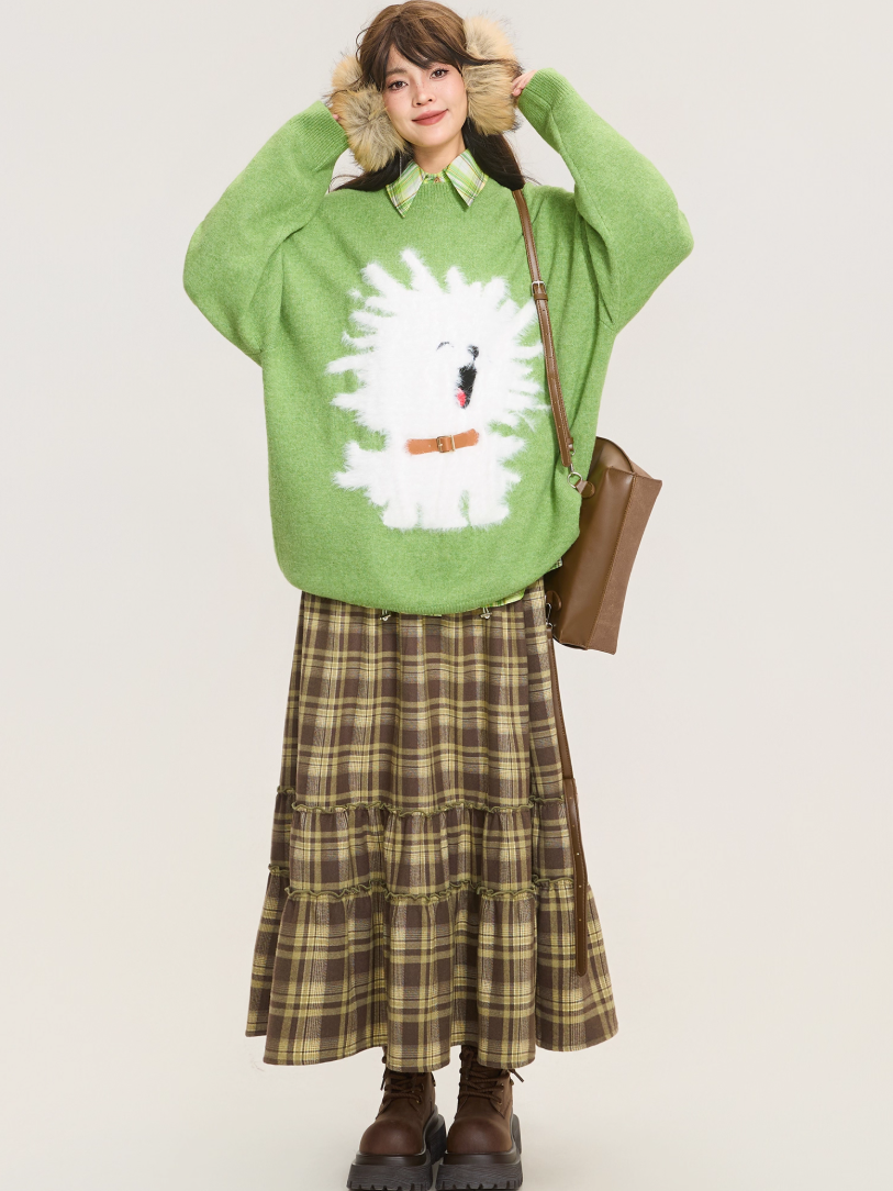 Cozy Puppy Jacquard Knit Sweater　X3378