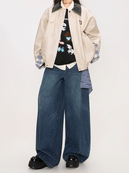 Retro Washed Curved Denim Pants　X3379