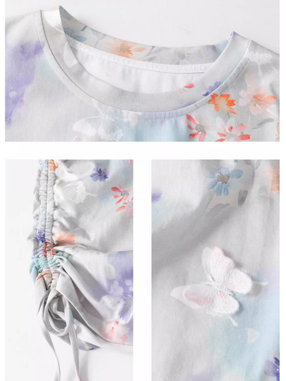 Butterfly Gradient Sheer Long Sleeve Top　X3381