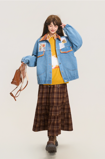 青春氣息緞帶細節牛仔夾克 X3447