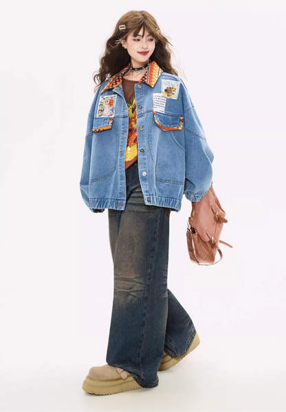 青春氣息緞帶細節牛仔夾克 X3447