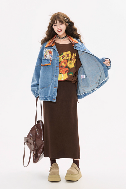 青春氣息緞帶細節牛仔夾克 X3447