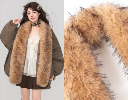 可拆式環保毛領冬季外套 X3448