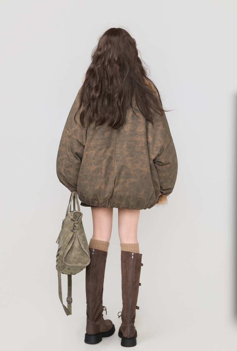 可拆式環保毛領冬季外套 X3448