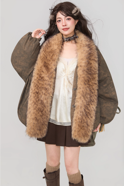 可拆式環保毛領冬季外套 X3448