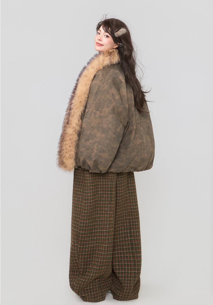 可拆式環保毛領冬季外套 X3448