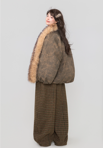 可拆式環保毛領冬季外套 X3448