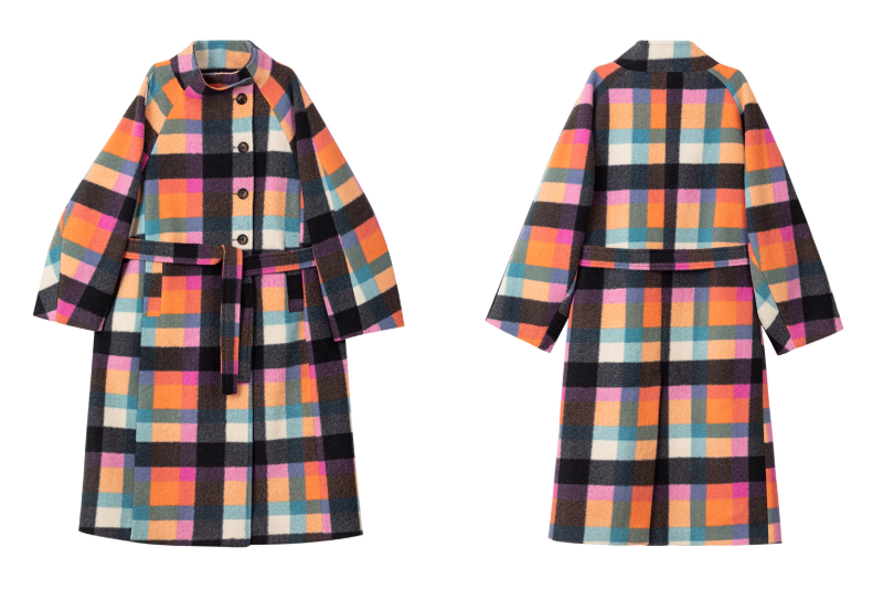 韓版格紋羊毛大衣 X3449