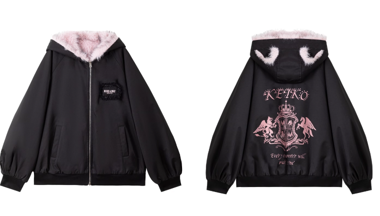 雙面仿狐狸毛連帽羽絨外套 X3450