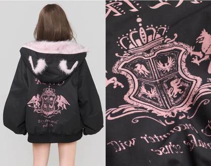 雙面仿狐狸毛連帽羽絨外套 X3450